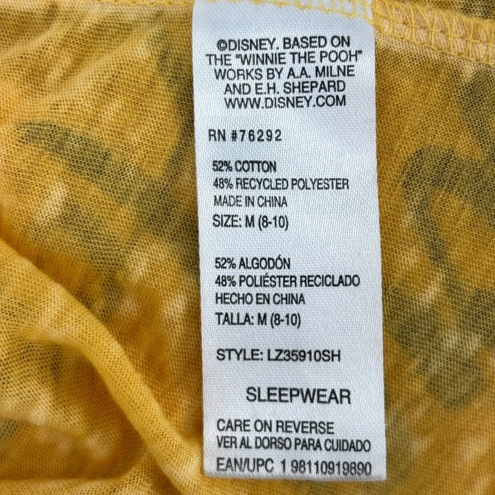 Disney Winnie the Pooh Hundred Acre Honey Co Pajama Set Yellow Red Womens Medium - Picture 9 of 12
